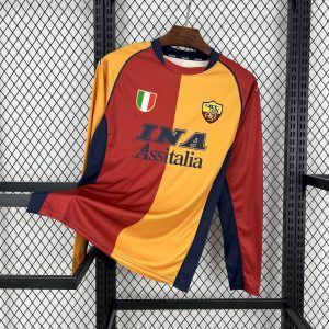 AS Roma 2001/2002 Champions League home kit long sleeve retro football shirt