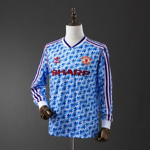 Manchester United 1990/1992 away kit long sleeve snowflake retro football shirt